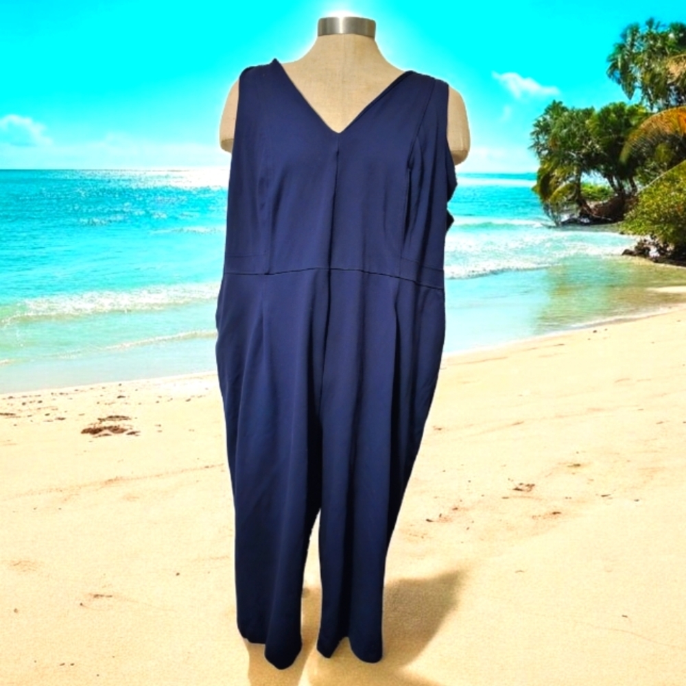 Michel studio collection blue sleeveless jumpsuit